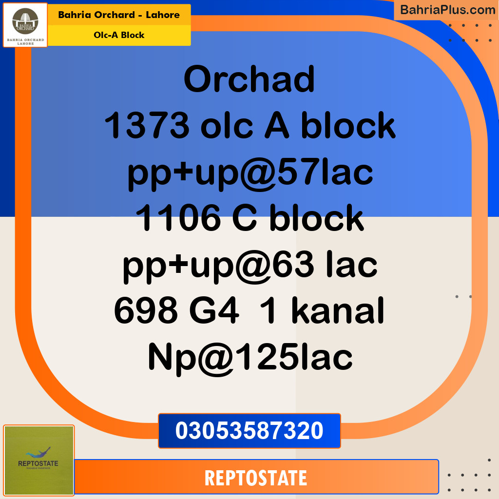 Residential Plot for Sale in OLC-A Block -  Bahria Orchard, Lahore - (BP-181170)