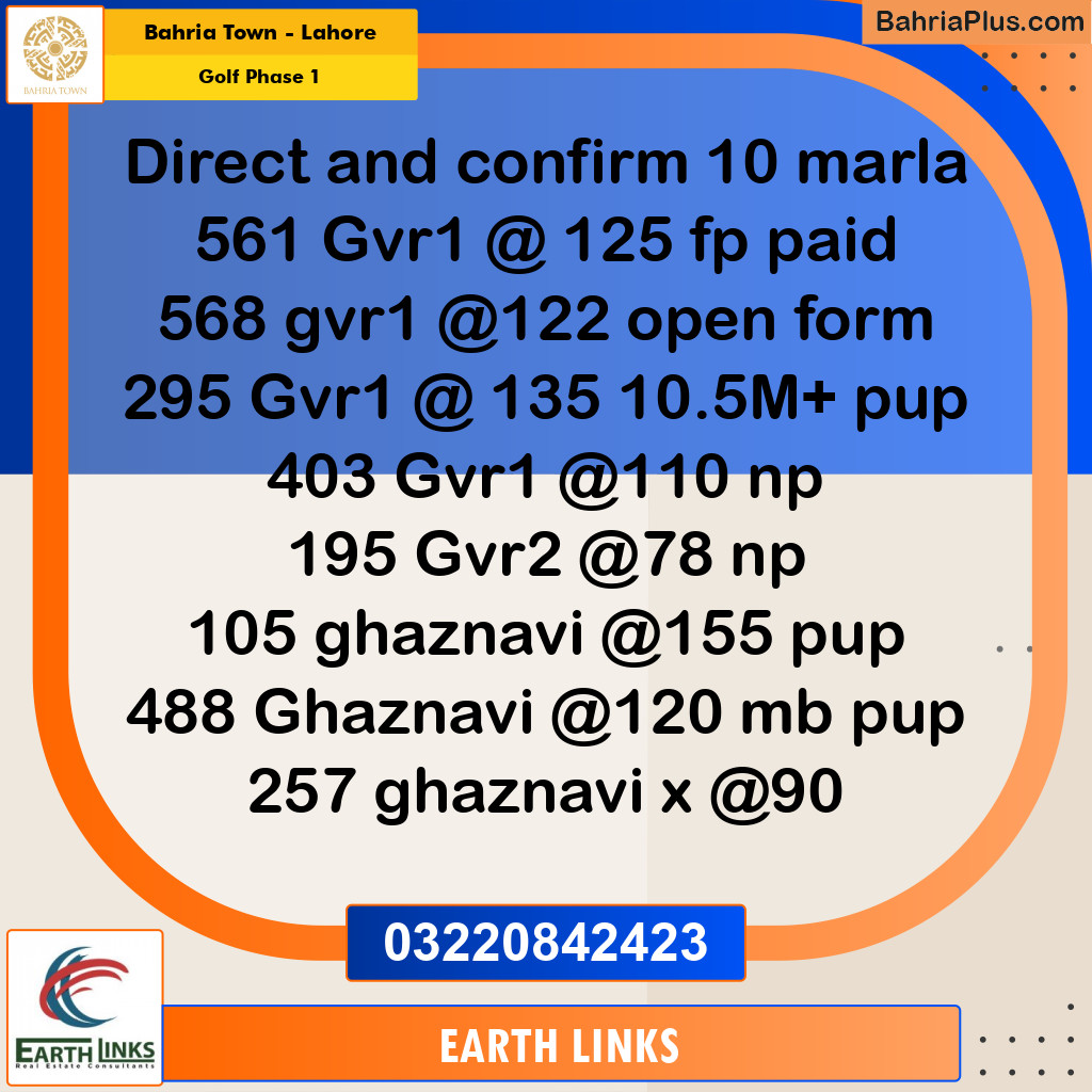 Residential Plot for Sale in Golf Phase 1 - Bahria Town, Lahore - (BP-181177)