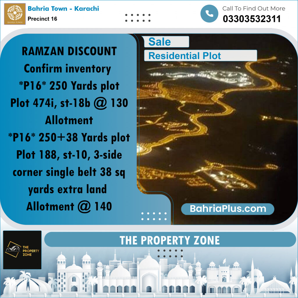 250 Sq. Yards Residential Plot for Sale in Precinct 16 -  Bahria Town, Karachi - (BP-181194)