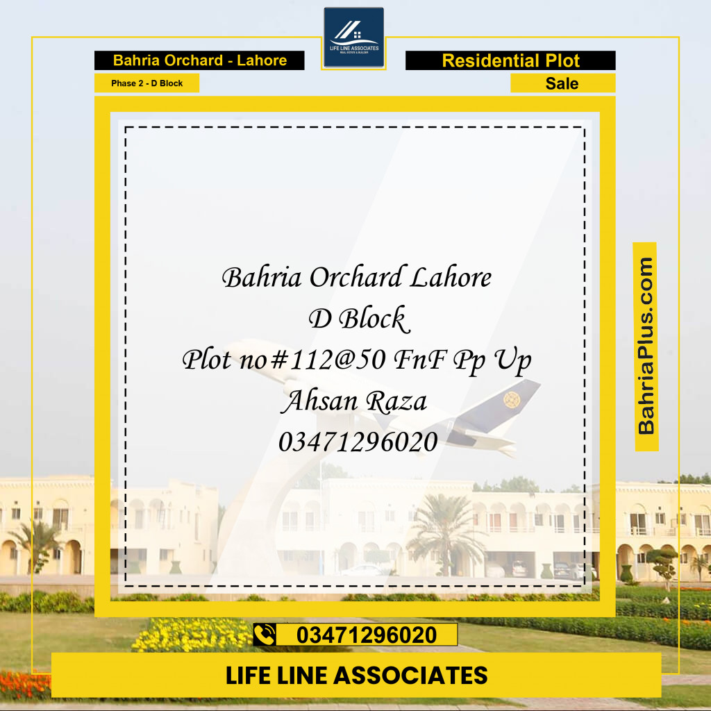 Residential Plot for Sale in Phase 2 - D Block -  Bahria Orchard, Lahore - (BP-181233)