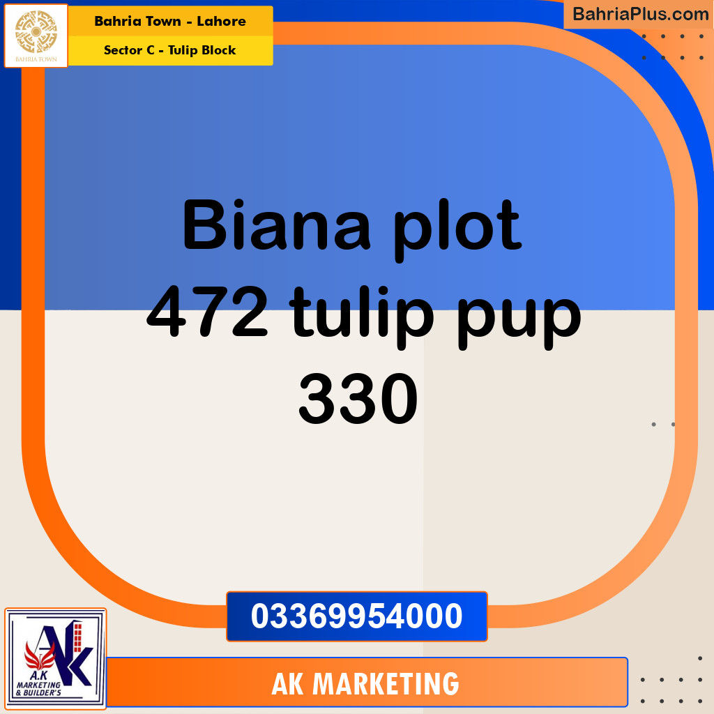 Residential Plot for Sale in Sector C - Tulip Block -  Bahria Town, Lahore - (BP-181284)