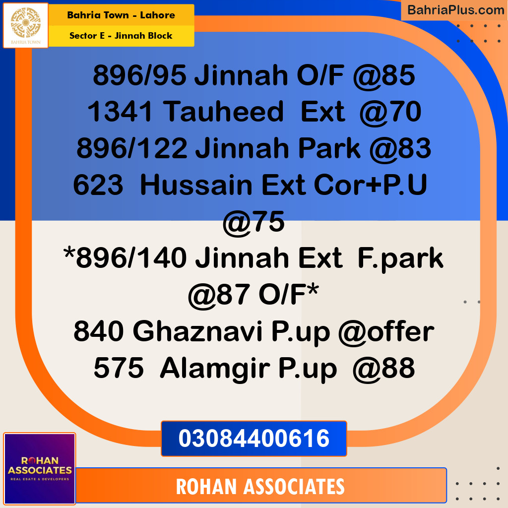 Residential Plot for Sale in Sector E - Jinnah Block - Bahria Town, Lahore - (BP-181313)