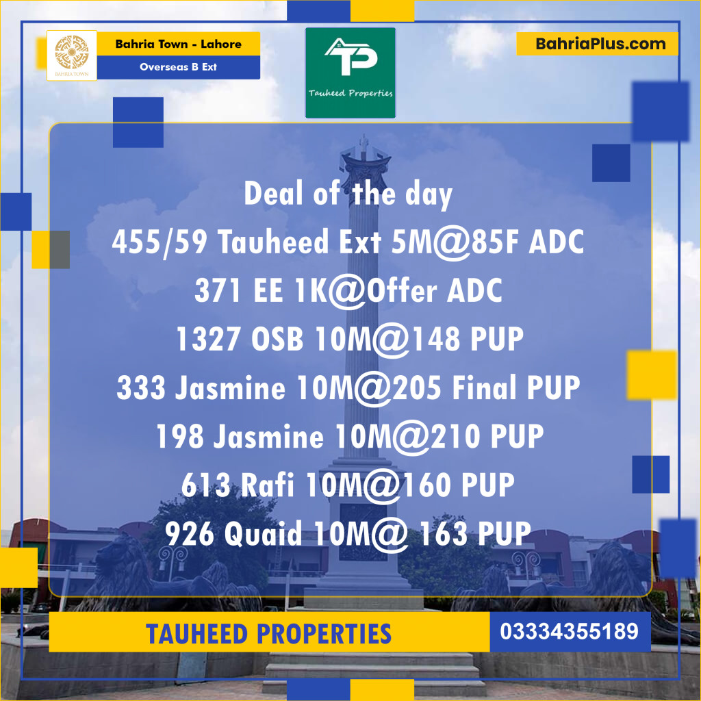 Residential Plot for Sale in Overseas B Ext -  Bahria Town, Lahore - (BP-181315)