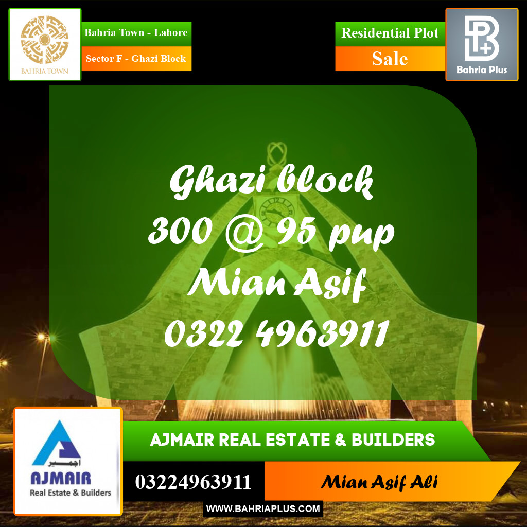 Residential Plot for Sale in Sector F - Ghazi Block - Bahria Town, Lahore - (BP-181366)