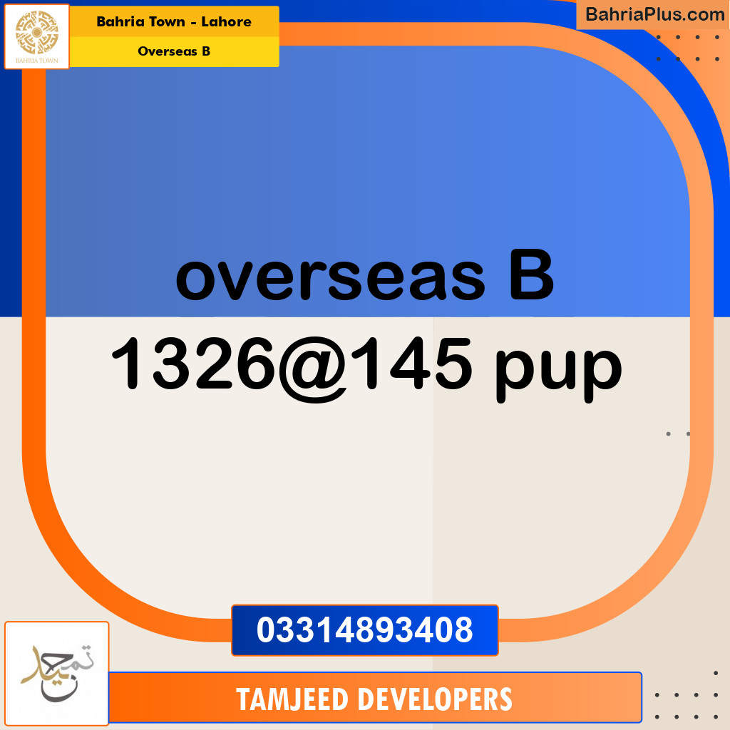 Residential Plot for Sale in Overseas B -  Bahria Town, Lahore - (BP-181377)
