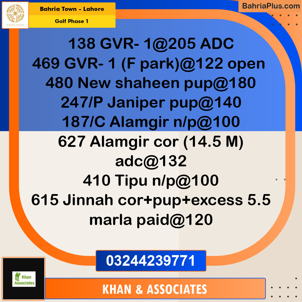 Residential Plot for Sale in Golf Phase 1 -  Bahria Town, Lahore - (BP-181422)