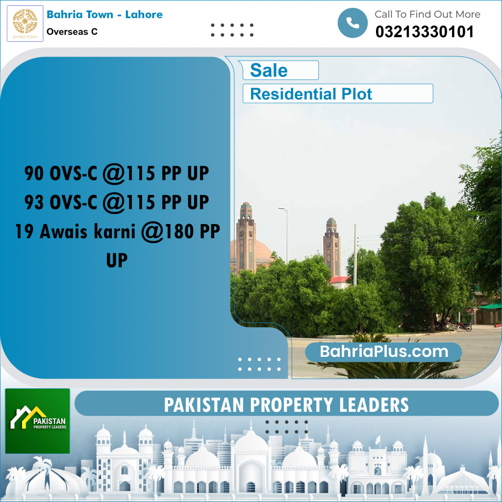 Residential Plot for Sale in Overseas C - Bahria Town, Lahore - (BP-181456)