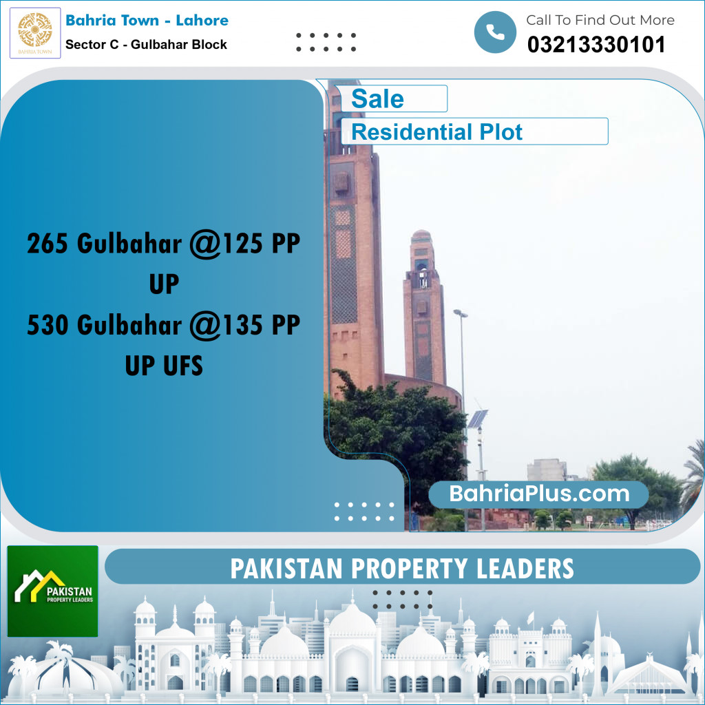 Residential Plot for Sale in Sector C - Gulbahar Block - Bahria Town, Lahore - (BP-181457)