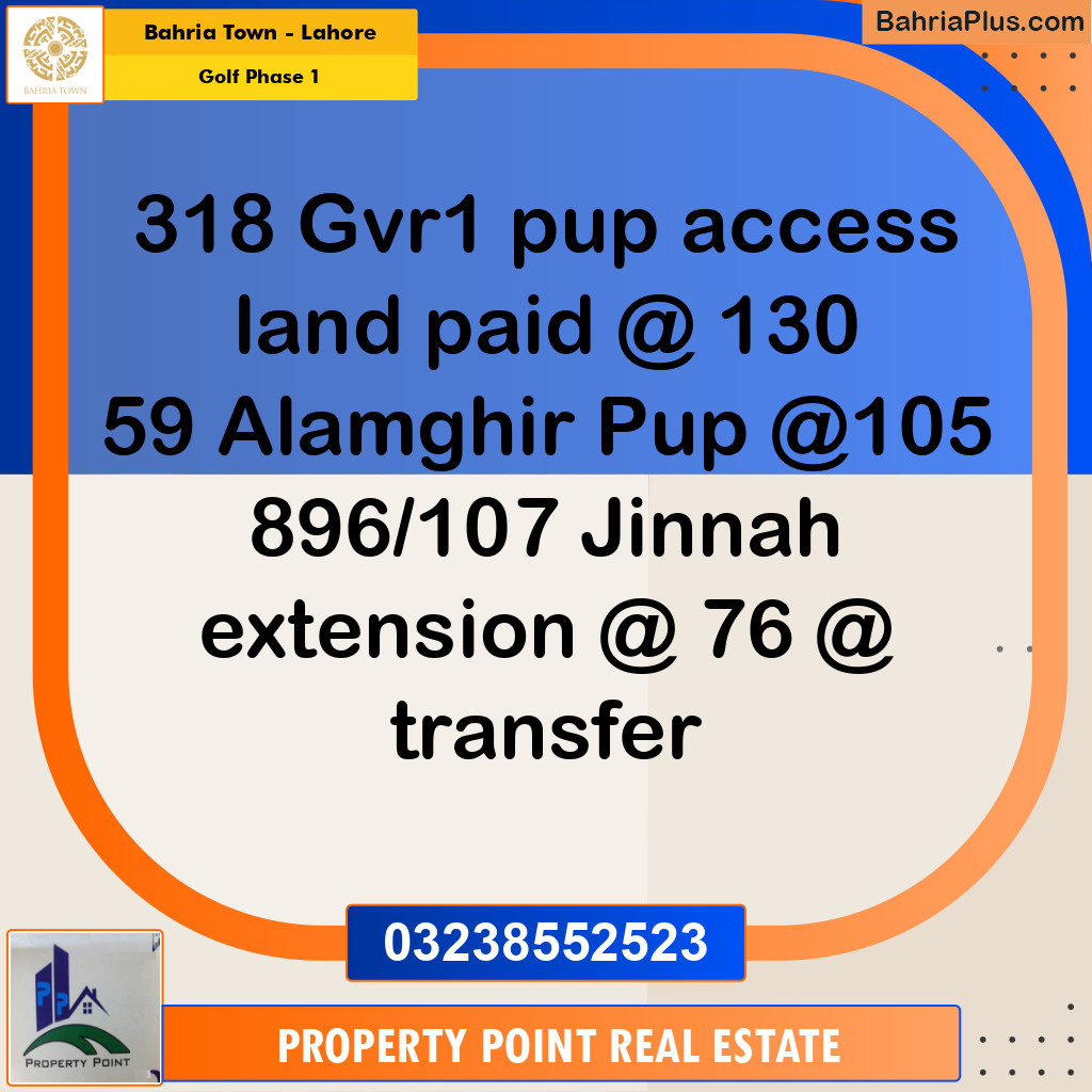 Residential Plot for Sale in Golf Phase 1 -  Bahria Town, Lahore - (BP-181461)