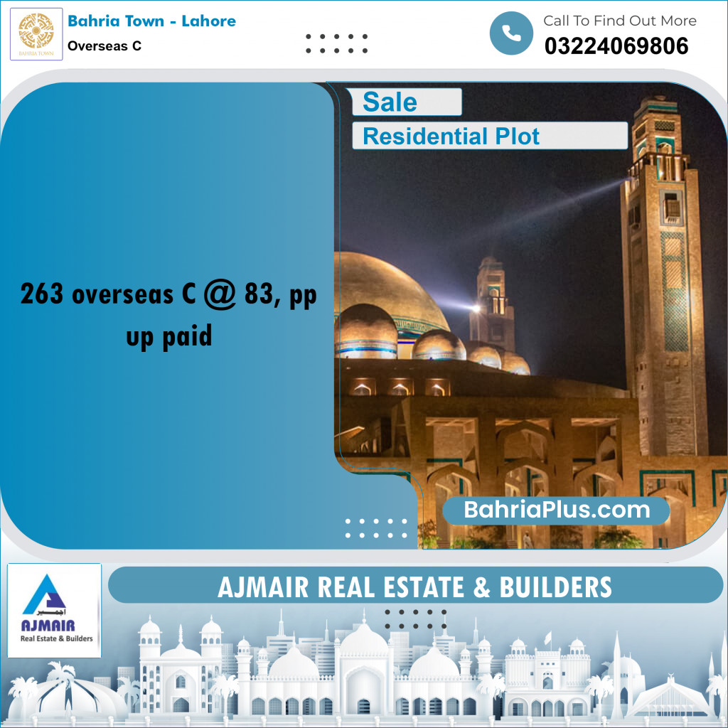 Residential Plot for Sale in Overseas C -  Bahria Town, Lahore - (BP-181486)