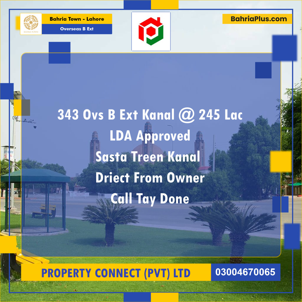 Residential Plot for Sale in Overseas B Ext -  Bahria Town, Lahore - (BP-181511)
