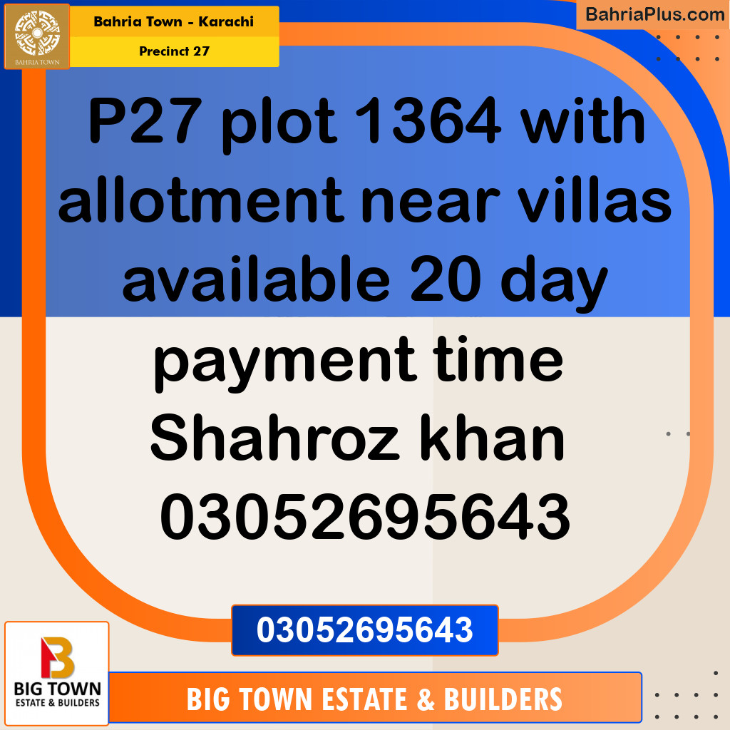 Residential Plot for Sale in Precinct 27 - Bahria Town, Karachi - (BP-181552)