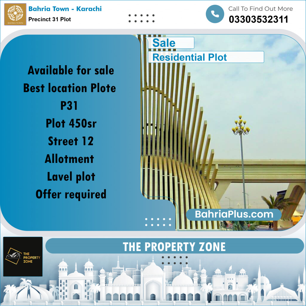 Residential Plot for Sale in Precinct 31 Plot -  Bahria Town, Karachi - (BP-181555)