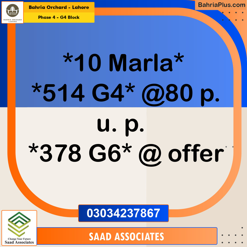 Residential Plot for Sale in Phase 4 - G4 Block - Bahria Orchard, Lahore - (BP-181582)