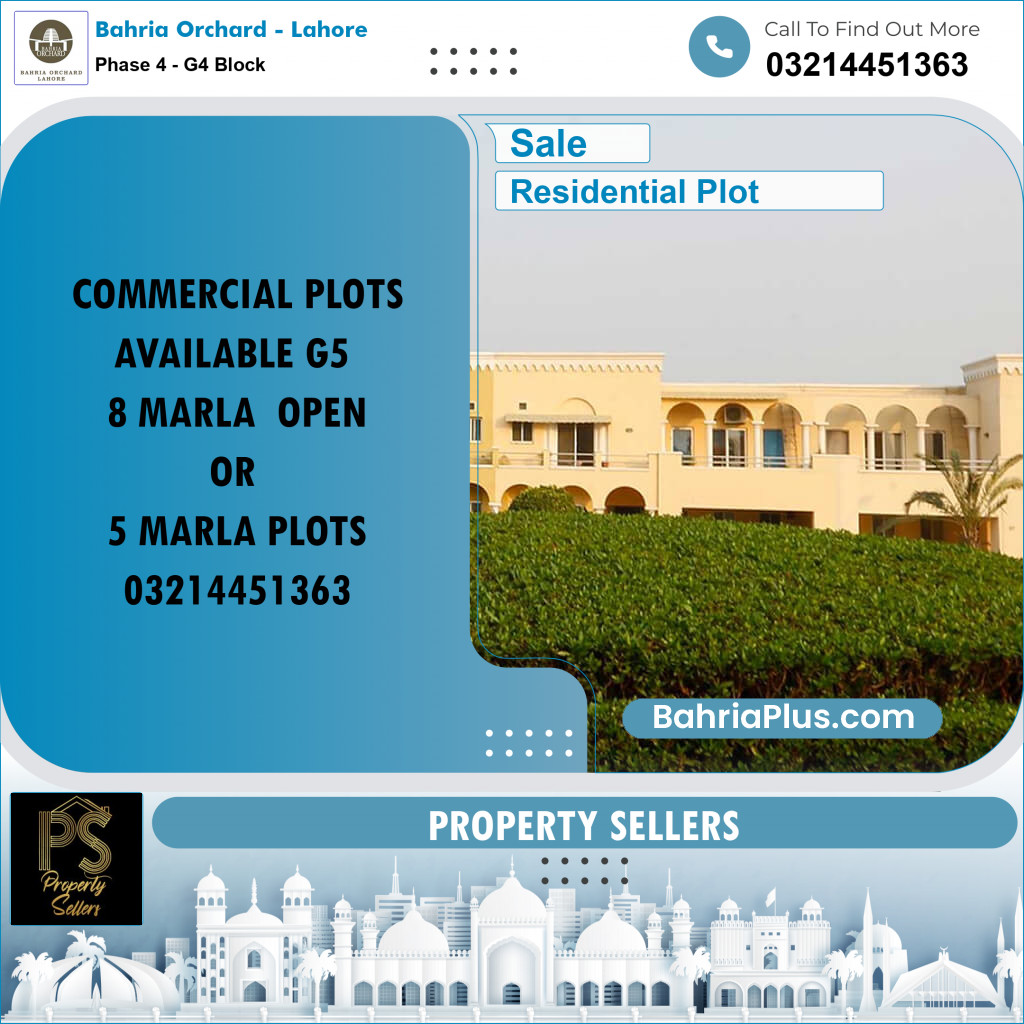 Residential Plot for Sale in Phase 4 - G4 Block - Bahria Orchard, Lahore - (BP-181634)