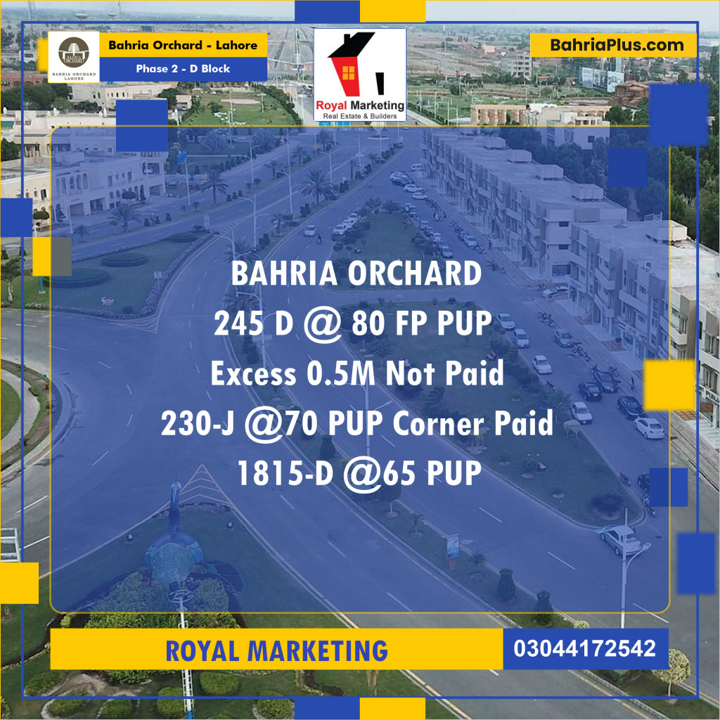 Residential Plot for Sale in Phase 2 - D Block -  Bahria Orchard, Lahore - (BP-181642)