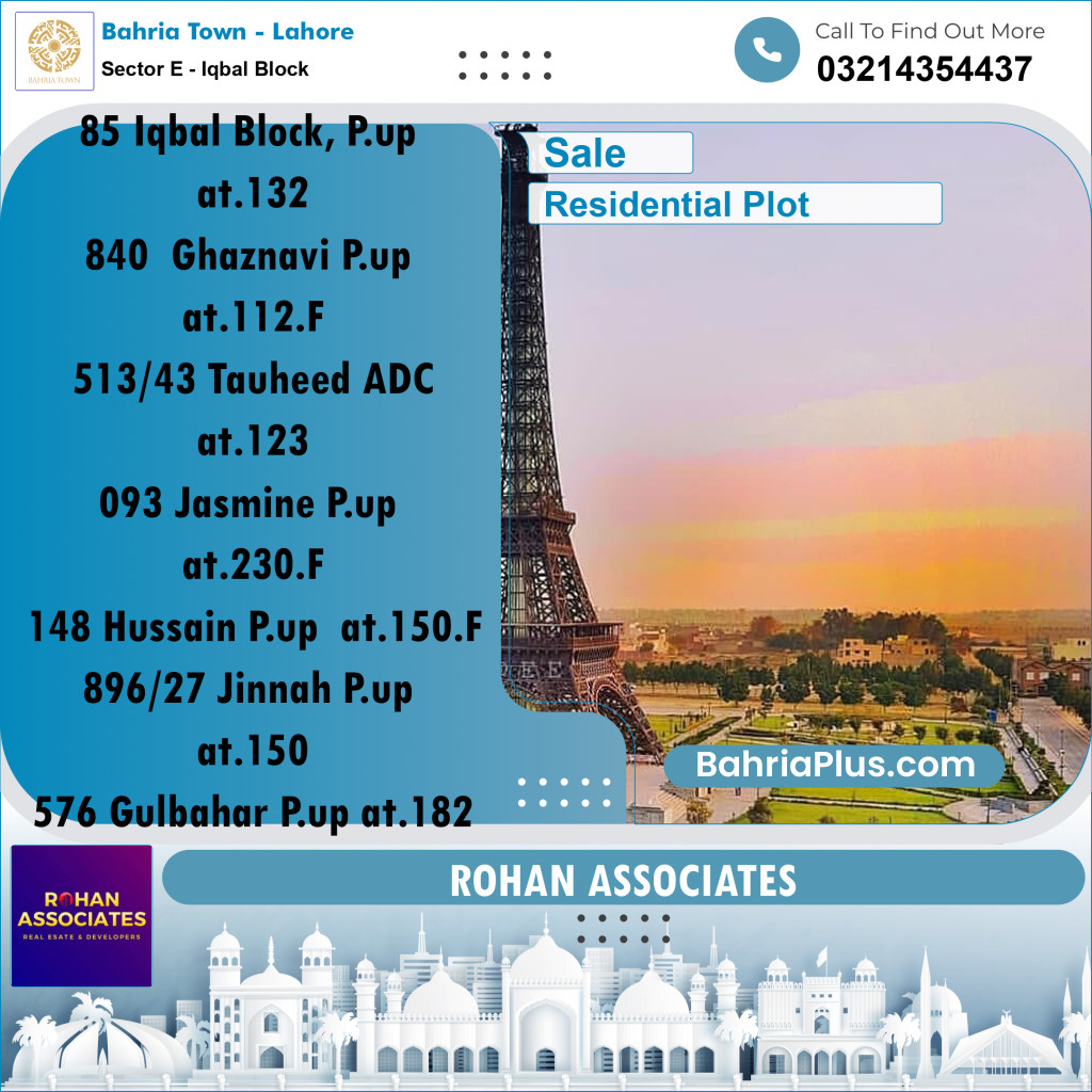 Residential Plot for Sale in Sector E - Iqbal Block - Bahria Town, Lahore - (BP-181750)