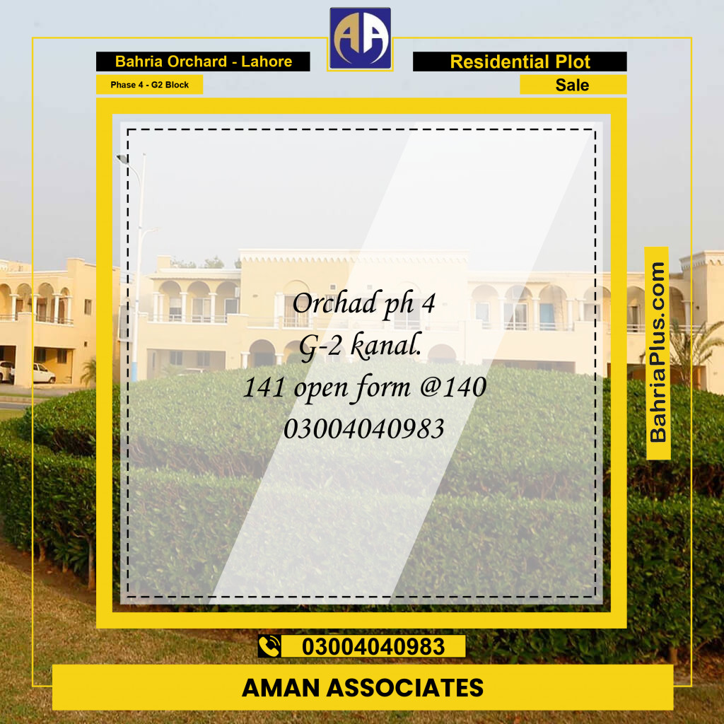 Residential Plot for Sale in Phase 4 - G2 Block -  Bahria Orchard, Lahore - (BP-181760)