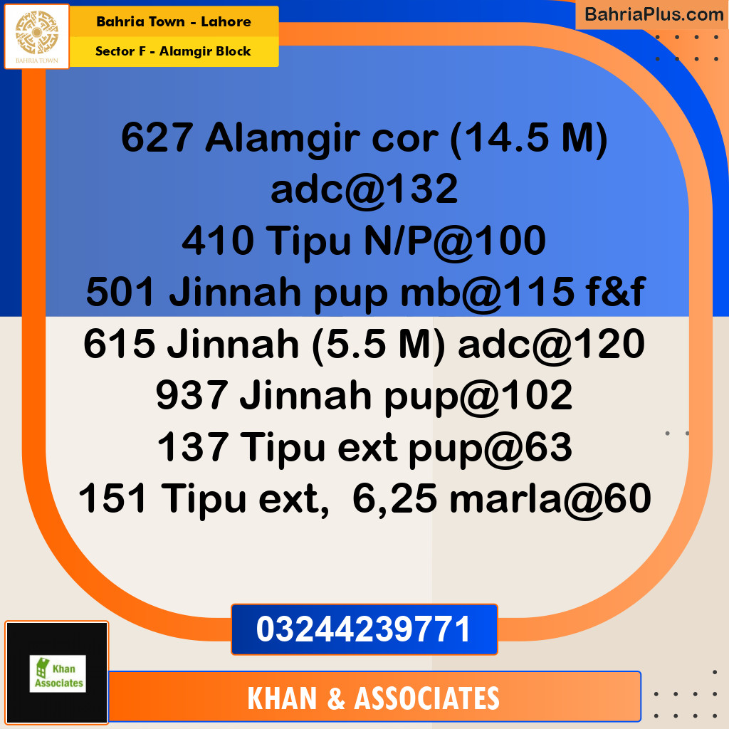 Residential Plot for Sale in Sector F - Alamgir Block -  Bahria Town, Lahore - (BP-181773)