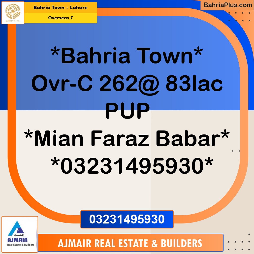 Residential Plot for Sale in Overseas C -  Bahria Town, Lahore - (BP-181778)