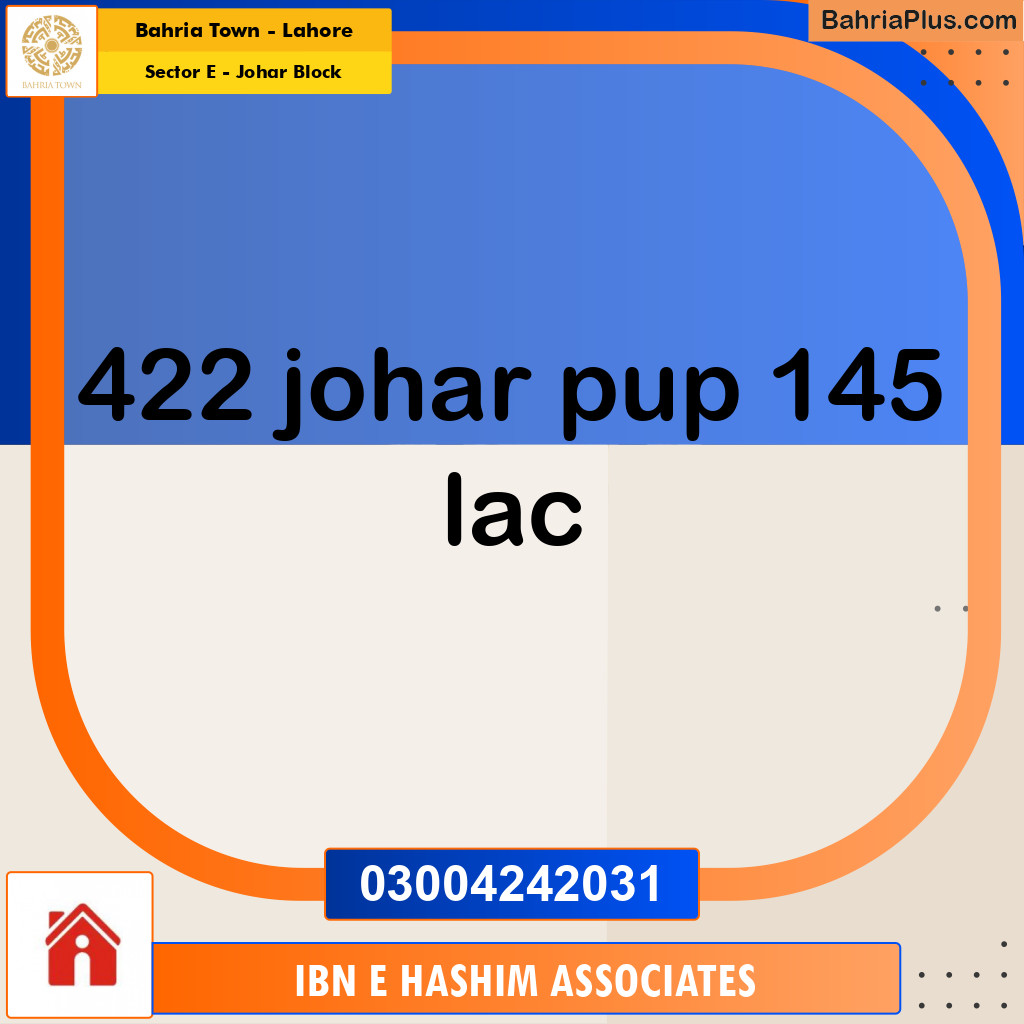 Residential Plot for Sale in Sector E - Johar Block -  Bahria Town, Lahore - (BP-181907)