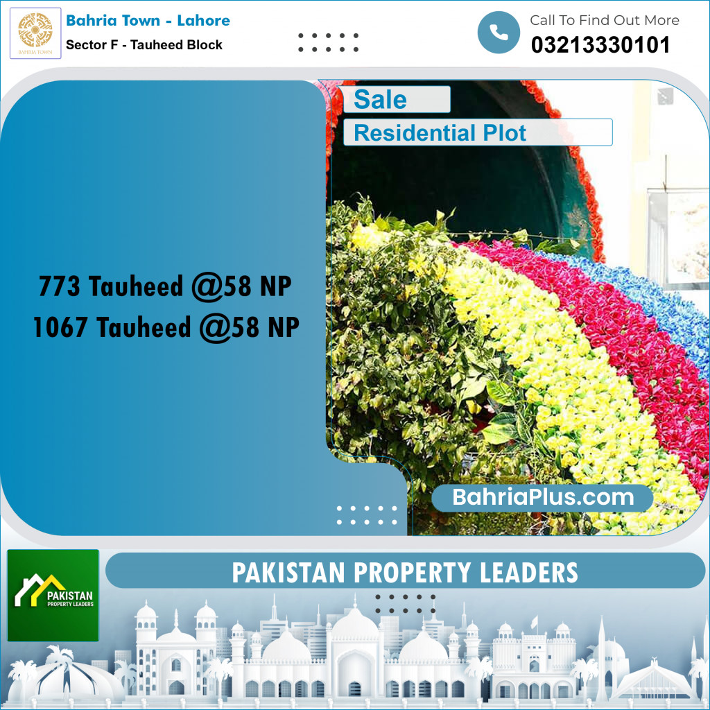 Residential Plot for Sale in Sector F - Tauheed Block - Bahria Town, Lahore - (BP-181968)