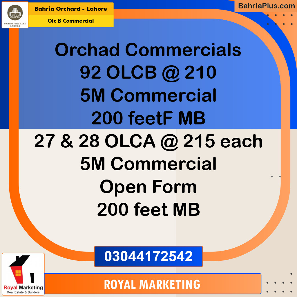 Commercial Plot for Sale in OLC B Commercial - Bahria Orchard, Lahore - (BP-181981)