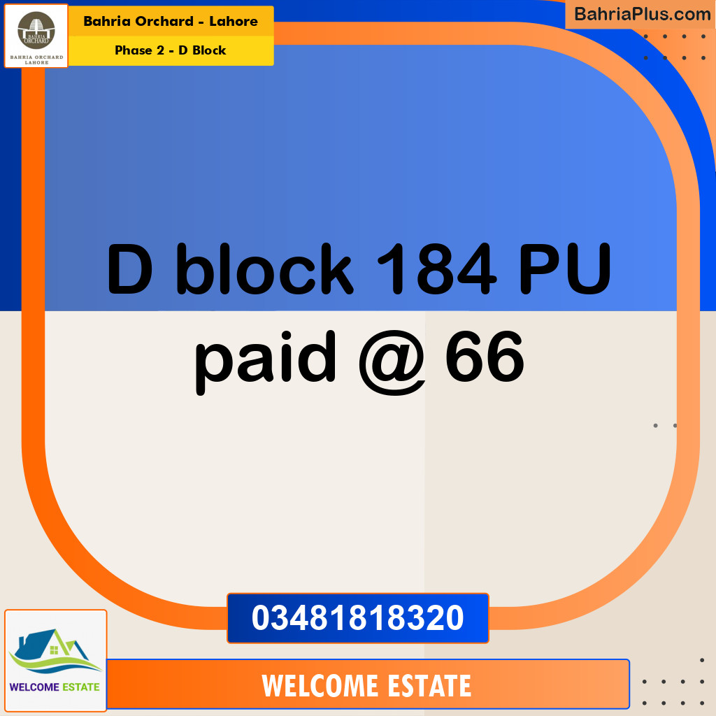 Residential Plot for Sale in Phase 2 - D Block -  Bahria Orchard, Lahore - (BP-181989)