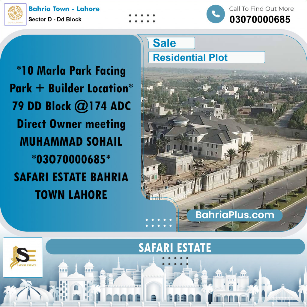 Residential Plot for Sale in Sector D - DD Block -  Bahria Town, Lahore - (BP-182022)