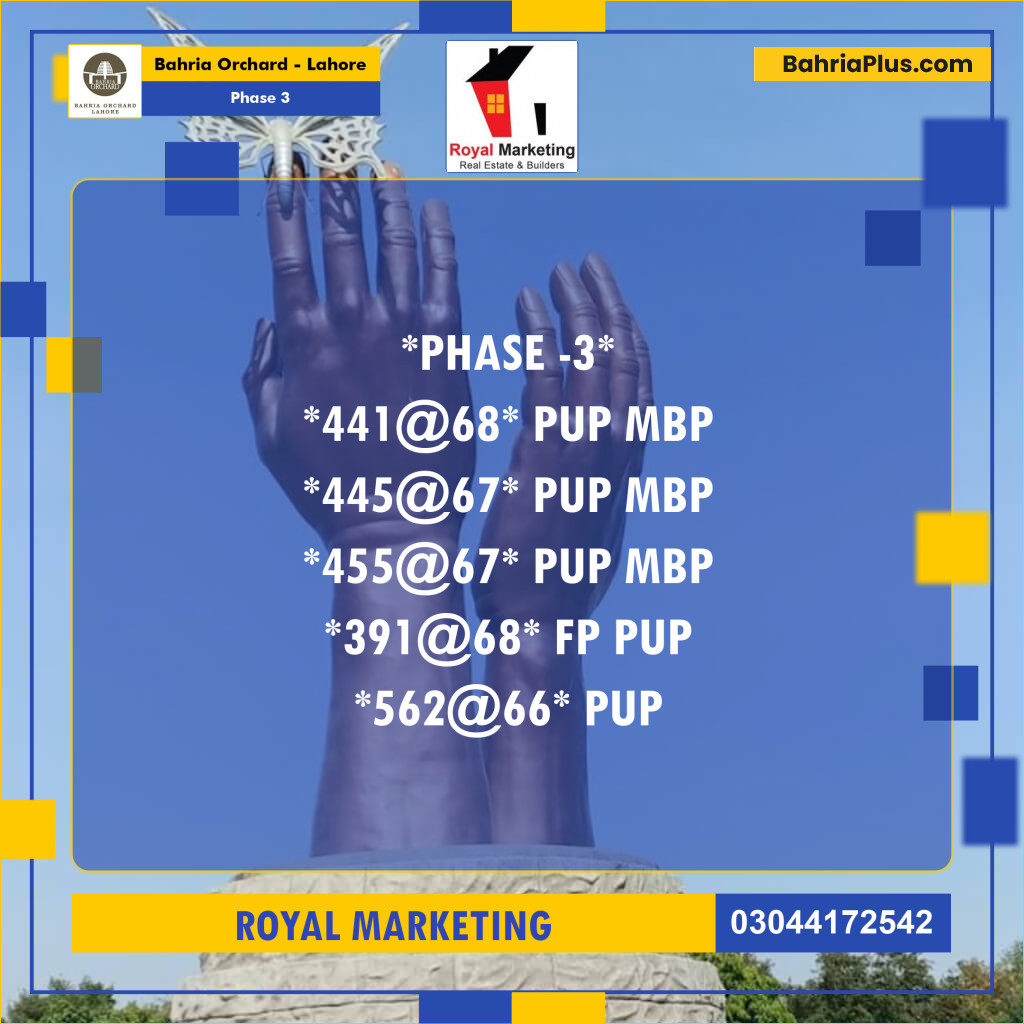 Residential Plot for Sale in Phase 3 -  Bahria Orchard, Lahore - (BP-182052)