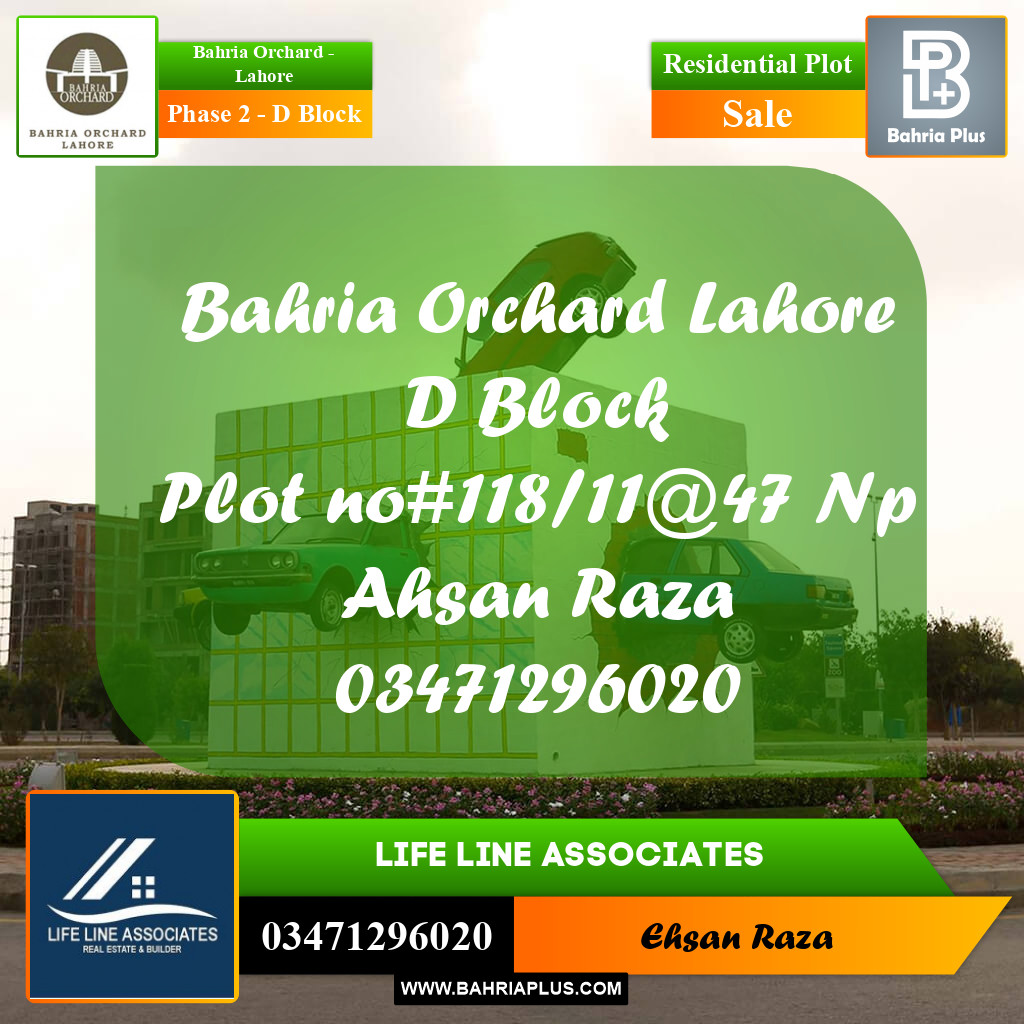 Residential Plot for Sale in Phase 2 - D Block -  Bahria Orchard, Lahore - (BP-182057)