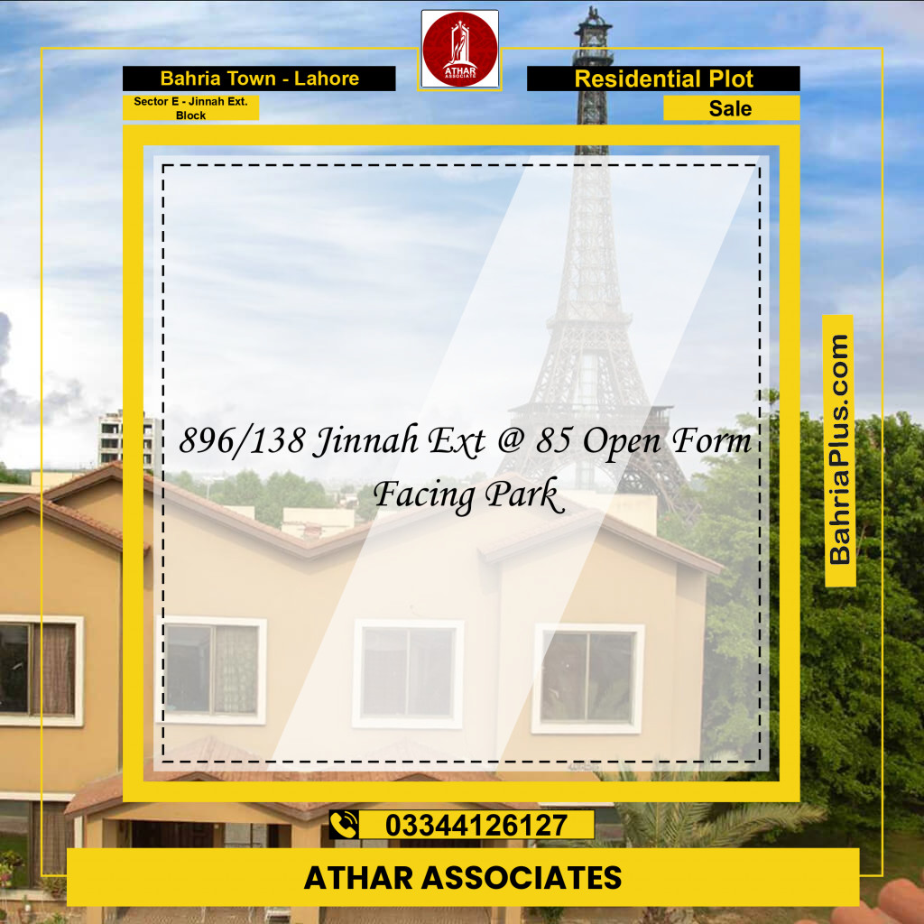 Residential Plot for Sale in Sector E - Jinnah Ext. Block -  Bahria Town, Lahore - (BP-182062)