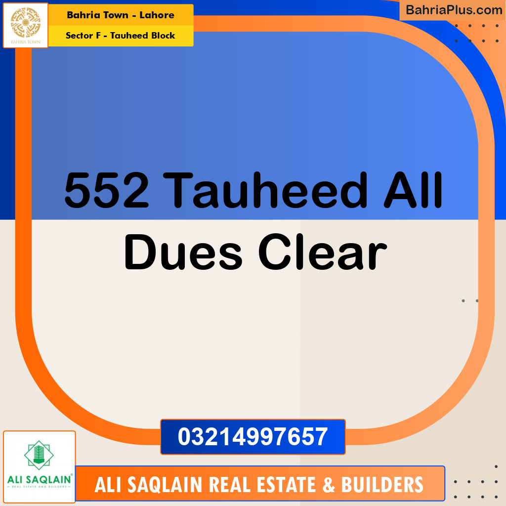 Residential Plot for Sale in Sector F - Tauheed Block -  Bahria Town, Lahore - (BP-182070)