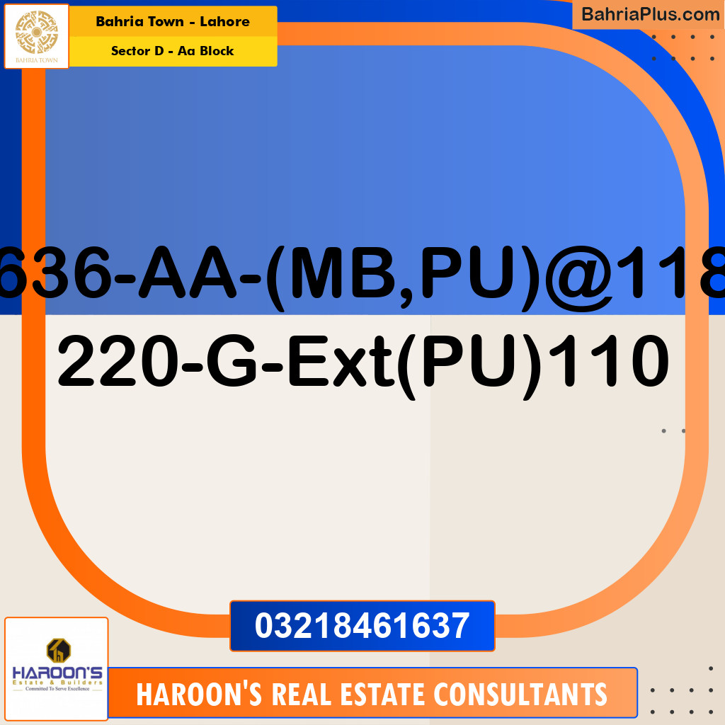 Residential Plot for Sale in Sector D - AA Block -  Bahria Town, Lahore - (BP-182084)