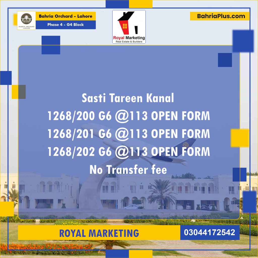 Residential Plot for Sale in Phase 4 - G4 Block - Bahria Orchard, Lahore - (BP-182166)