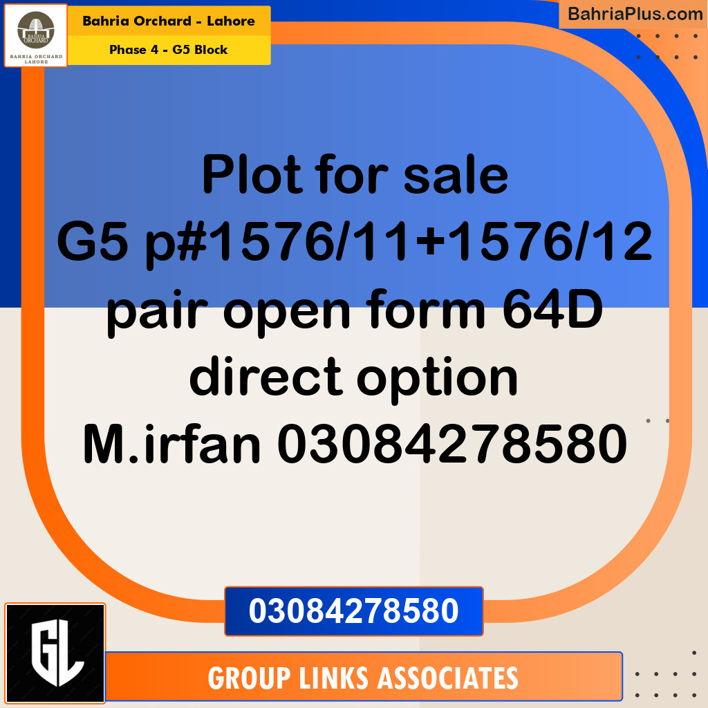 Residential Plot for Sale in Phase 4 - G5 Block -  Bahria Orchard, Lahore - (BP-182186)