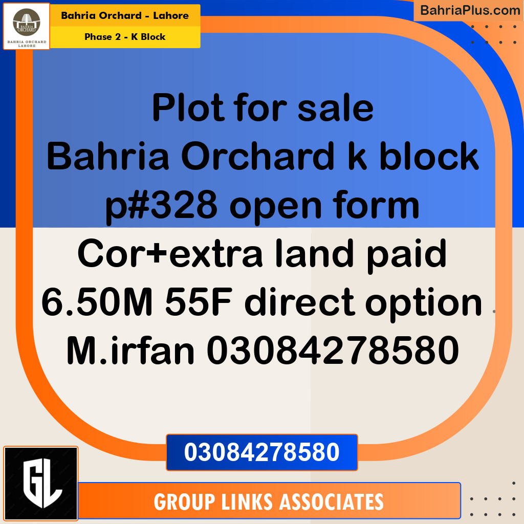 Residential Plot for Sale in Phase 2 - K Block - Bahria Orchard, Lahore - (BP-182291)