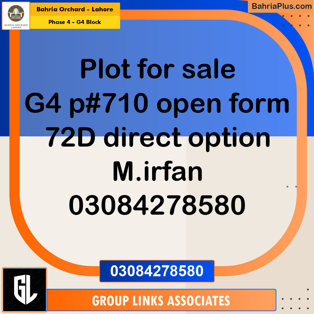 Residential Plot for Sale in Phase 4 - G4 Block - Bahria Orchard, Lahore - (BP-182293)