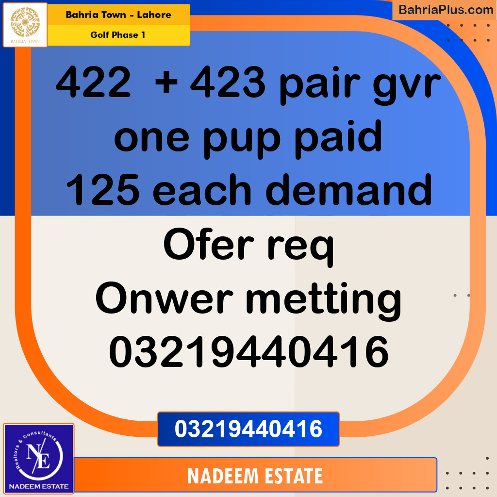 Residential Plot for Sale in Golf Phase 1 -  Bahria Town, Lahore - (BP-182342)