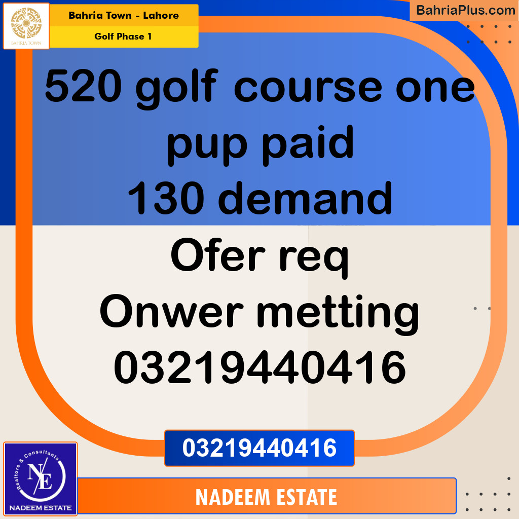 Residential Plot for Sale in Golf Phase 1 -  Bahria Town, Lahore - (BP-182343)