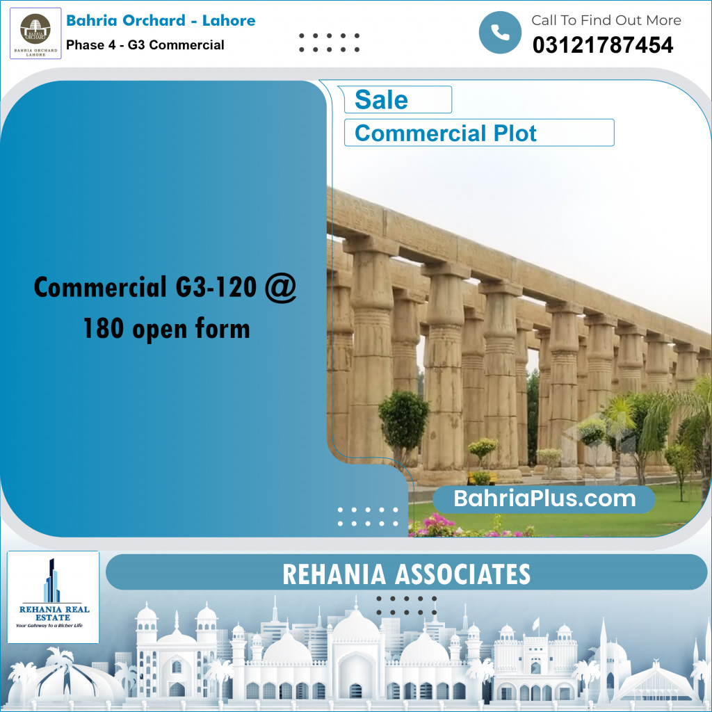 Commercial Plot for Sale in Phase 4 - G3 Commercial -  Bahria Orchard, Lahore - (BP-182398)