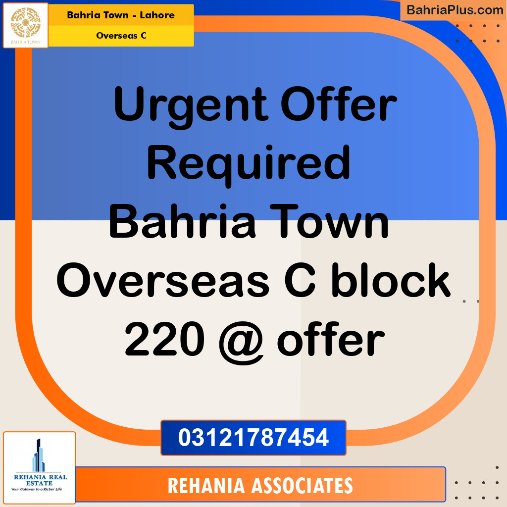Residential Plot for Sale in Overseas C -  Bahria Town, Lahore - (BP-182401)