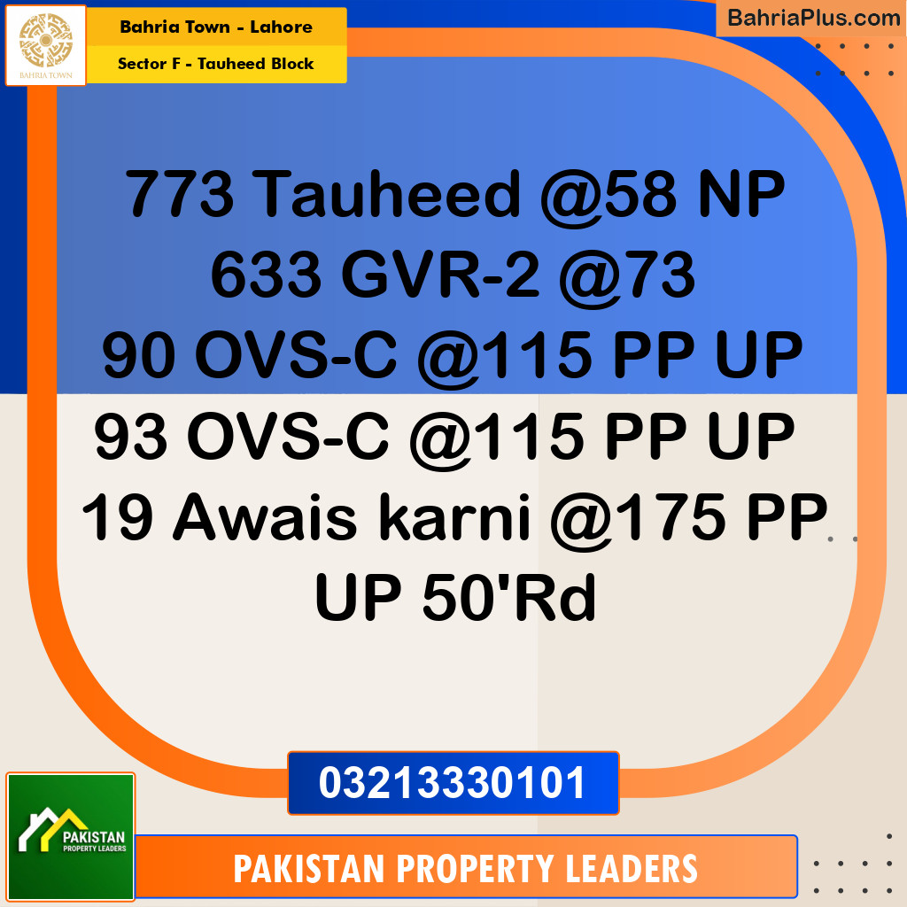 Residential Plot for Sale in Sector F - Tauheed Block -  Bahria Town, Lahore - (BP-182428)