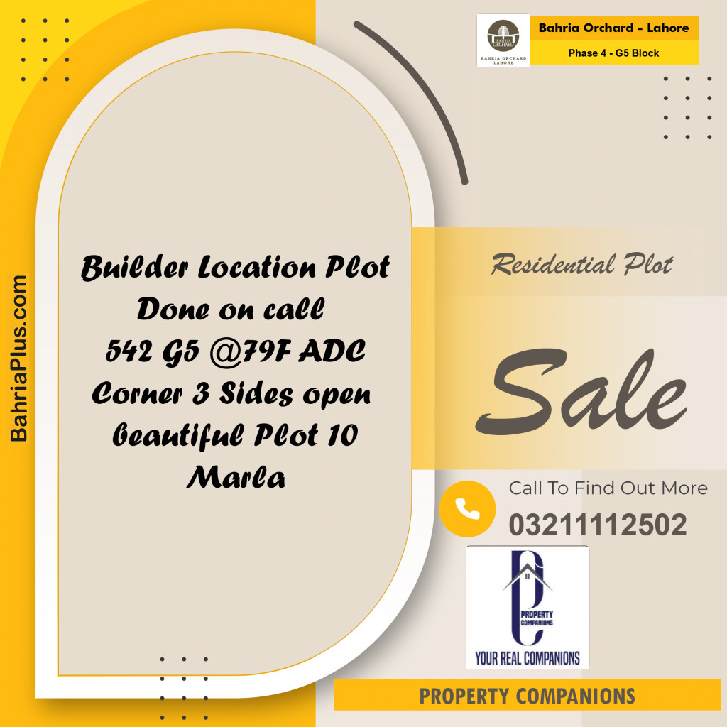 Residential Plot for Sale in Phase 4 - G5 Block -  Bahria Orchard, Lahore - (BP-182437)
