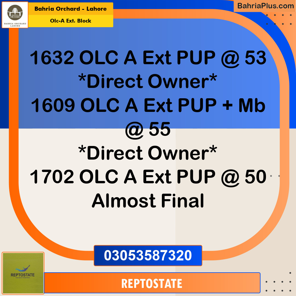 Residential Plot for Sale in OLC-A Ext. Block -  Bahria Orchard, Lahore - (BP-182466)