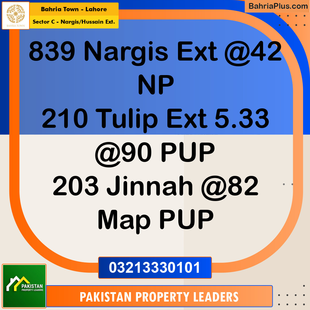 Residential Plot for Sale in Sector C - Nargis/Hussain Ext. -  Bahria Town, Lahore - (BP-182516)