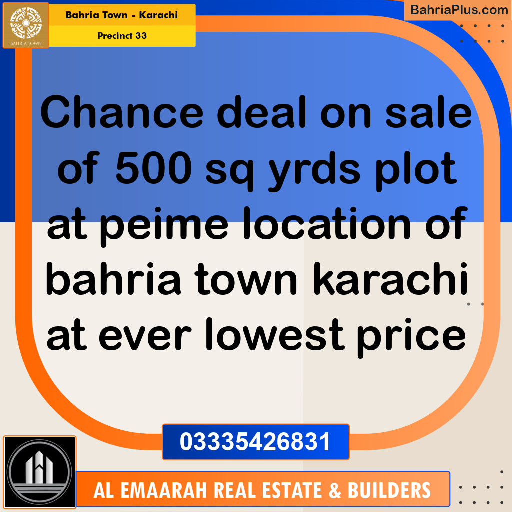 Residential Plot for Sale in Precinct 33 -  Bahria Town, Karachi - (BP-182518)