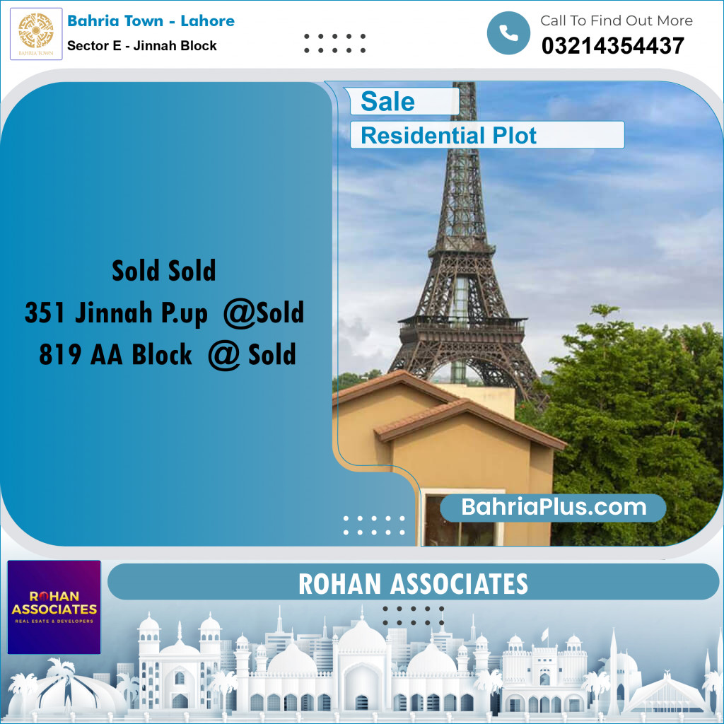 Residential Plot for Sale in Sector E - Jinnah Block -  Bahria Town, Lahore - (BP-182569)