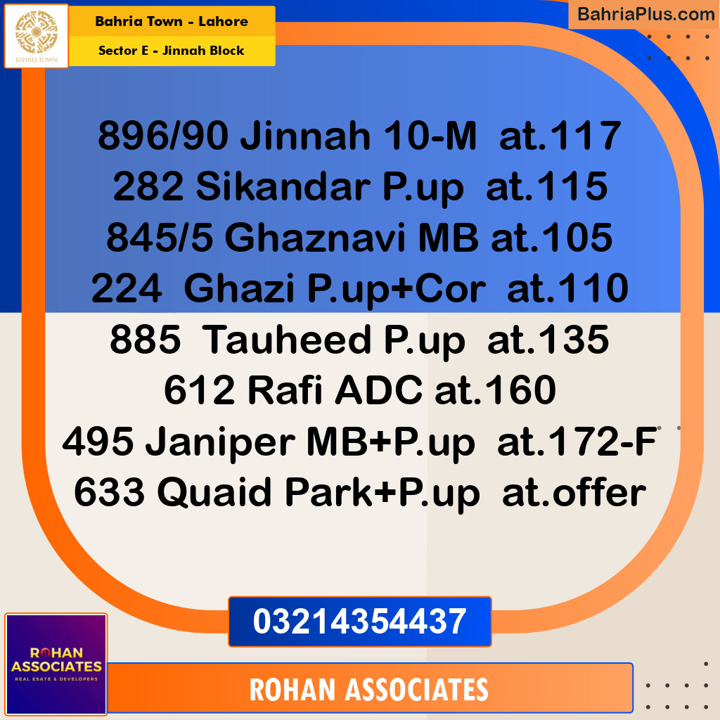 Residential Plot for Sale in Sector E - Jinnah Block -  Bahria Town, Lahore - (BP-182571)