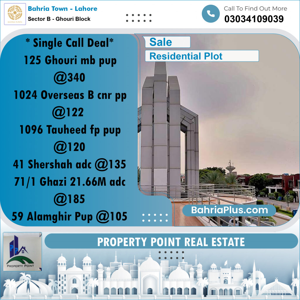 Residential Plot for Sale in Sector B - Ghouri Block -  Bahria Town, Lahore - (BP-182580)